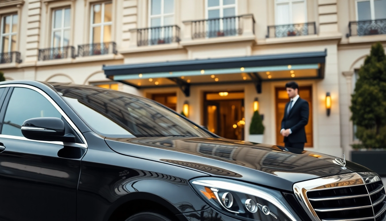 Experience premium london chauffeur service with a luxury vehicle outside a high-end hotel.